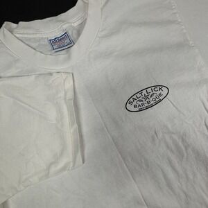 VTG 90s Novelty Shirt Adult Large White Salt Lick Texas I Got Hitched Single Sti